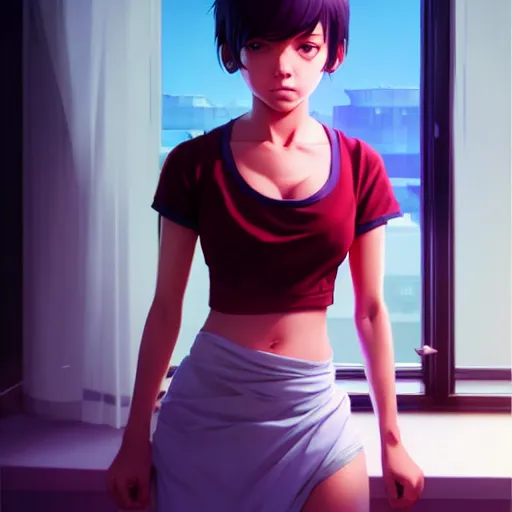 Image similar to realistic render of jahy from jahy - sama did nothing wrong by ross draws, empty bedroom by ilya kuvshinov, digital anime art by ross tran, composition by sana takeda, lighting by greg rutkowski