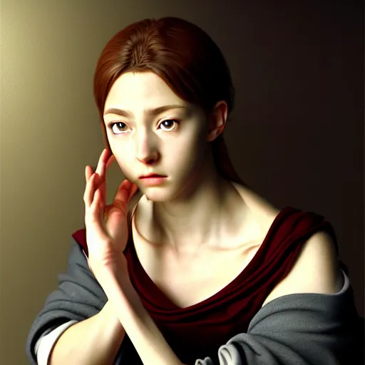 Image similar to hyperrealism photography computer simulation visualisation of parallel universe cgi anime scene with beautiful highly detailed woman by caravaggio