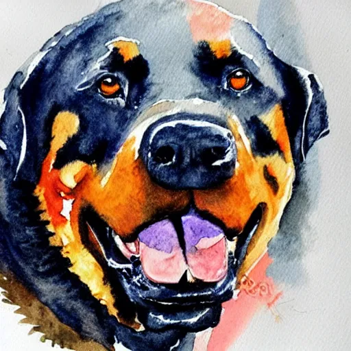 Prompt: Rottweiler dinosaur hybrid, watercolor art