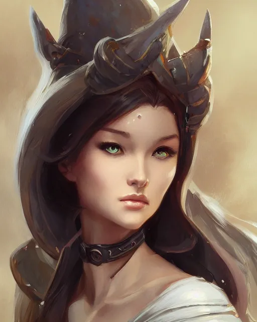 Prompt: head and shoulders portrait of a beautiful female cleric by Stanley Artgerm Lau, WLOP, Rossdraws, frank frazetta, Andrei Riabovitchev, Marc Simonetti, tranding on artstation