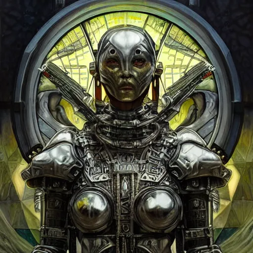 Image similar to brutal solarpunk macedonian cyber warrior portrait praying altar of sacrifice by giger vasnetsov rutkowski mucha hyperrealism very detailed masterpiece shadows symmetrical expressive eyes well proportioned balanced high resolution artgerm cinematic epic dramatic slow ivory poetic