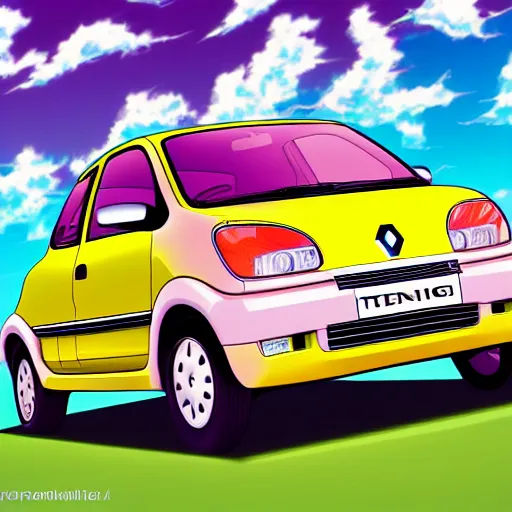 Prompt: 1994 Renault Twingo, anime style,