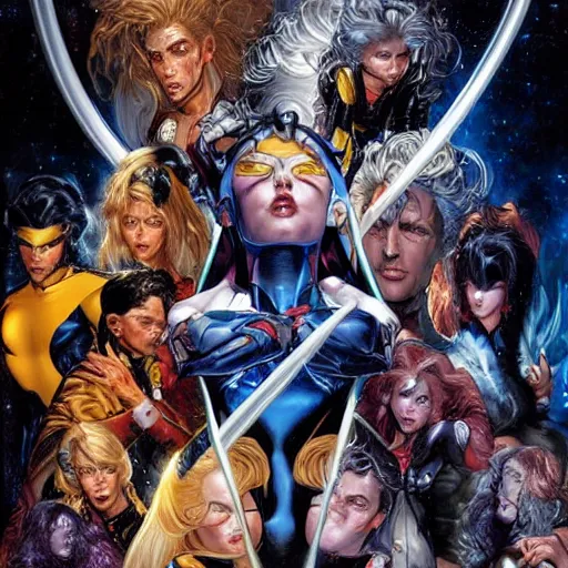 Prompt: uhd hyperrealistic photorealisitc hyperdetailed detailed cosmic photo of the uncanny x - men, studio lighting, by ayami kojima amano karol bak, greg hildebrandt and mark brooks