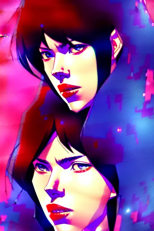 Image similar to a ultradetailed beautiful panting of scarlett johansson as motoko kusanagi, by conrad roset, greg rutkowski and makoto shinkai, trending on artstation