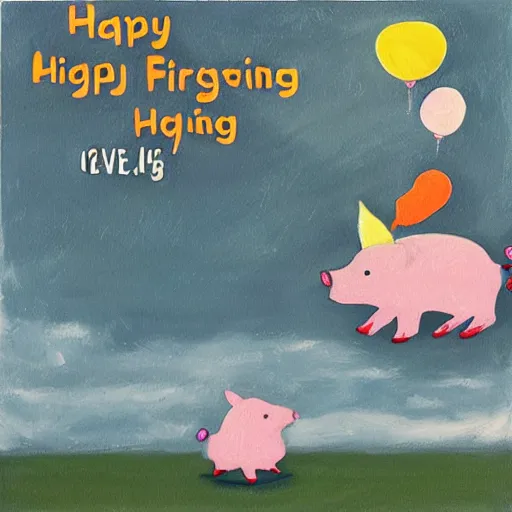 Prompt: happy flying pig