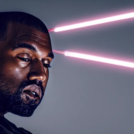 Image similar to Portrait of Kanye West as a jedi, splash art, cinematic lighting, dramatic, octane render, long lens, shallow depth of field, bokeh, anamorphic lens flare, 8k, hyper detailed, 35mm film grain