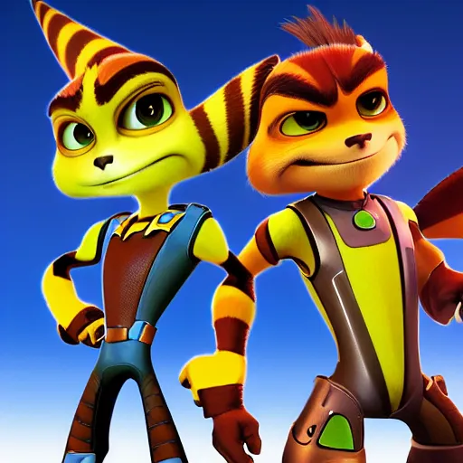 Prompt: ratchet and clank designed by proud family animator bruce w. smith