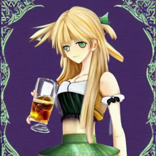 Prompt: Marisa from touhou drink the whisky