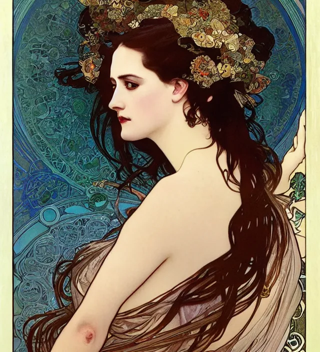 Image similar to detailed portrait of eva green by alphonse mucha, ayami kojima, yoshitaka amano