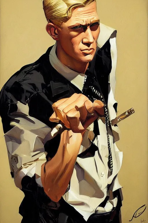 Prompt: boomhauer, painting by jc leyendecker!! phil hale!, angular, brush strokes, painterly, vintage, crisp