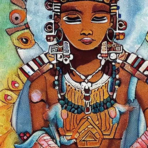 Image similar to a beautiful goddess of the aztecs