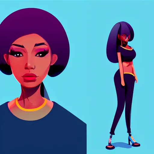 Image similar to 2 d character design, female rapper, vector art, digital art, portrait, 4 k, 8 k, sharp focus, smooth, illustration, concept art, music artist