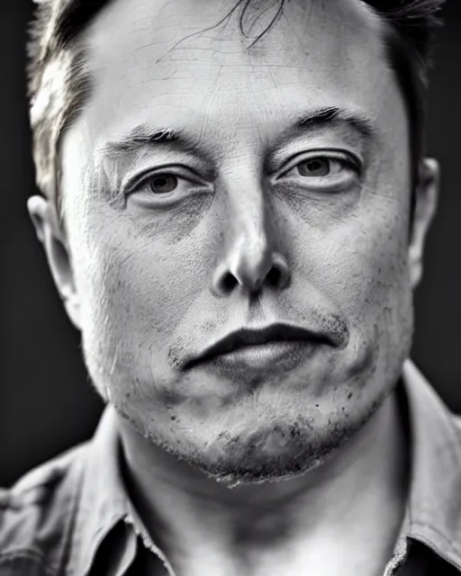 Image similar to portrait photograph of Elon Musk as a war criminal, DSLR photography