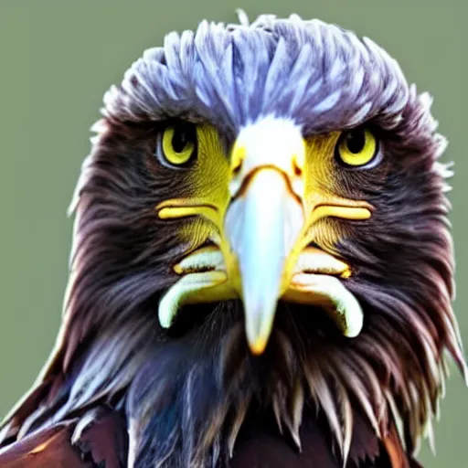 Image similar to extremely detailed cartoon eagle looking directly into camera