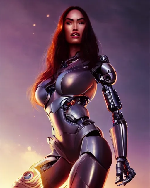 Image similar to weta disney pixar movie still portrait photo of megan fox as cyborg woman by pixar, by weta, wlop, ilya kuvshinov, rossdraws, artgerm, maxim cover, latex, sweaty, iridescent, bright morning, anime, liosh, mucha