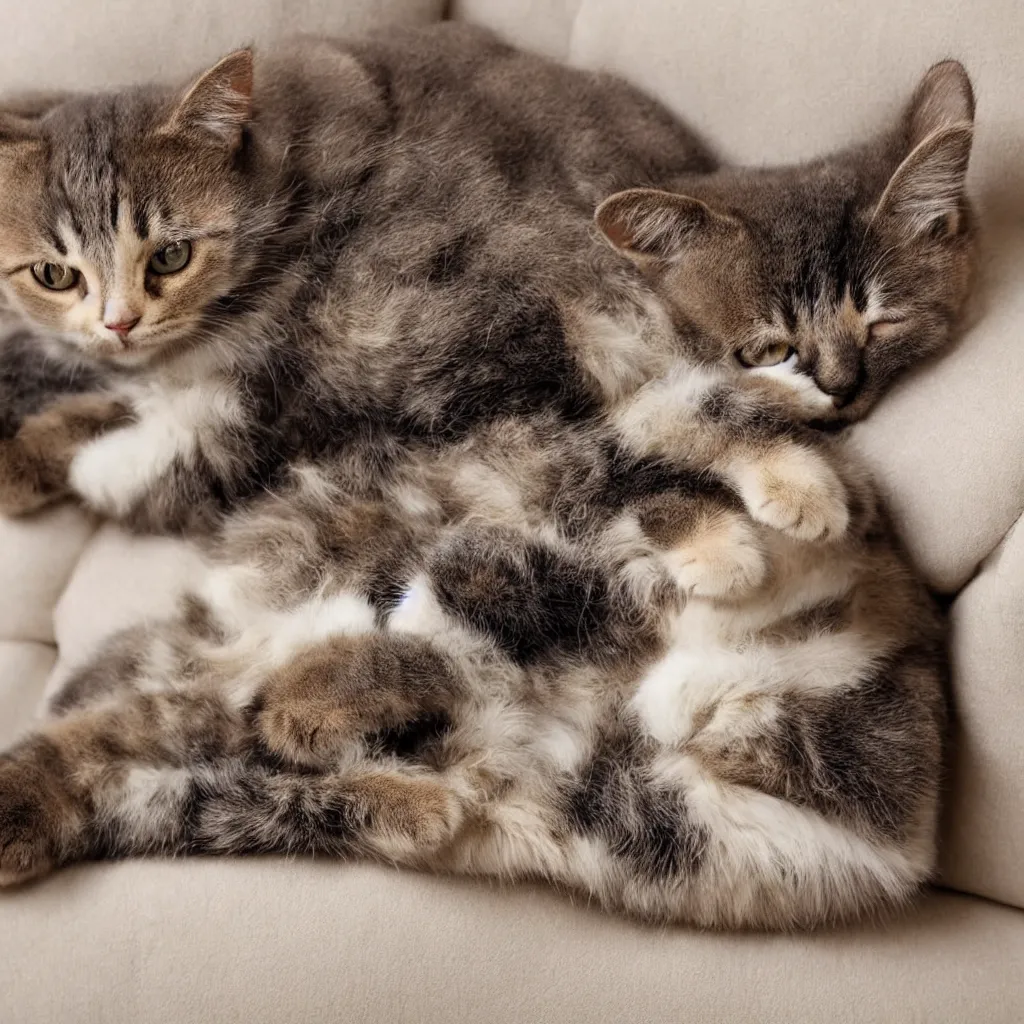 Prompt: cute cat lying on sofa realistic