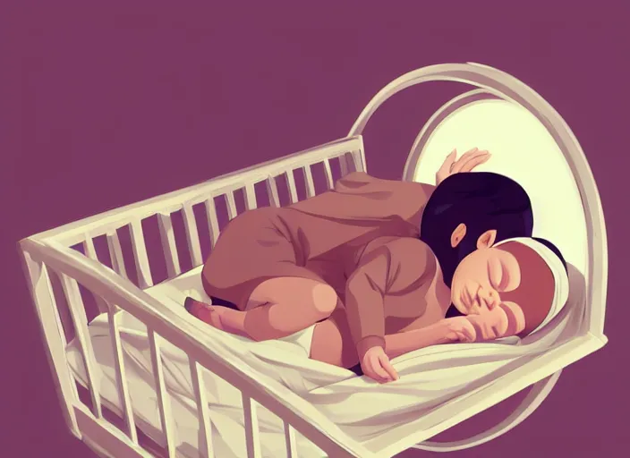 Image similar to a newborn baby sleeping in a crib. clean cel shaded vector art. shutterstock. behance hd by lois van baarle, artgerm, helen huang, by makoto shinkai and ilya kuvshinov, rossdraws, illustration, art by ilya kuvshinov