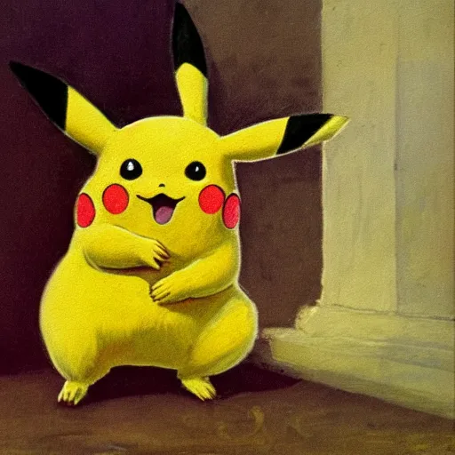 Prompt: a painting of Pikachu by adolph Menzel