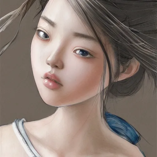 Image similar to dynamic composition, motion, ultra-detailed, incredibly detailed, a lot of details, amazing fine details and brush strokes, colorful and grayish palette, smooth, HD semirealistic anime CG concept art digital painting, watercolor oil painting of a young office lady, by a Chinese artist at ArtStation, by Huang Guangjian, Fenghua Zhong, Ruan Jia, Xin Jin and Wei Chang. Realistic artwork of a Chinese videogame, gradients, gentle an harmonic grayish colors.