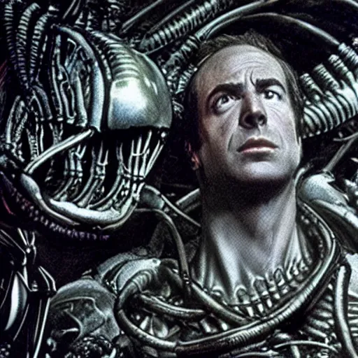 Image similar to film still of saul goodman in aliens, by hr giger