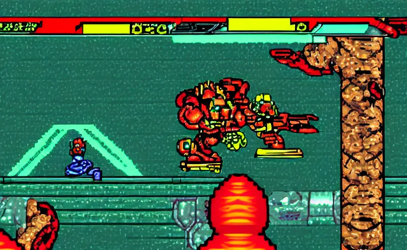 Prompt: Doomguy inSuper Metroid screenshot