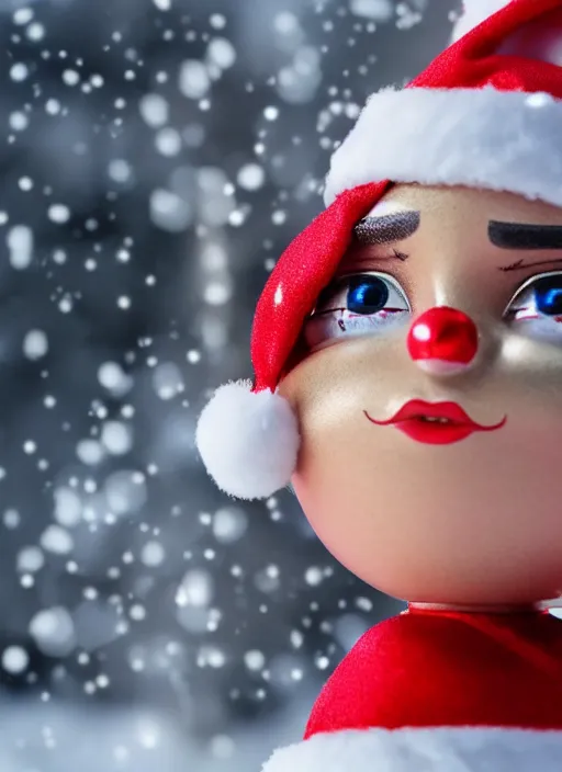 Prompt: closeup profile portrait of tin toy santa elf snow bikini girl, depth of field, zeiss lens, detailed, symmetrical, centered, fashion photoshoot, by nicoletta ceccoli, mark ryden, lostfish, breathtaking, 8 k resolution, extremely detailed, beautiful, establishing shot, artistic, hyperrealistic, octane render