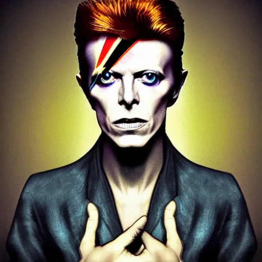Prompt: David Bowie GTA cover art