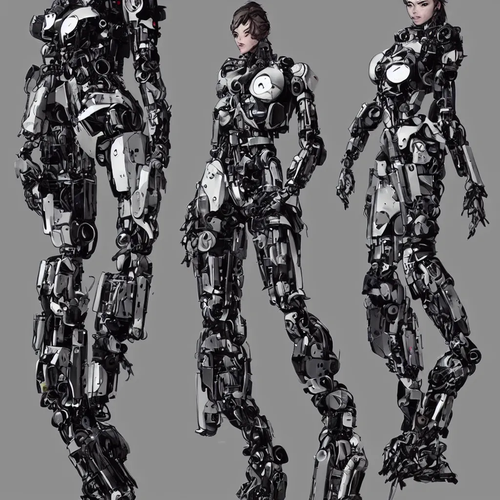 Image similar to a beautiful full body of a female robot. art by yoji shinkawa and sandra chevrier, trending on artstation, award - winning, perfect composition.