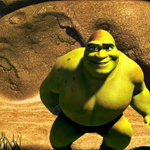 Prompt: still of Dwayne Johnson in Shrek, 3d animation, DreamWorks style