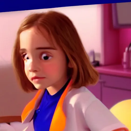 Prompt: film still of emma watson from finding nemo, dentist office 2 0 0 3,