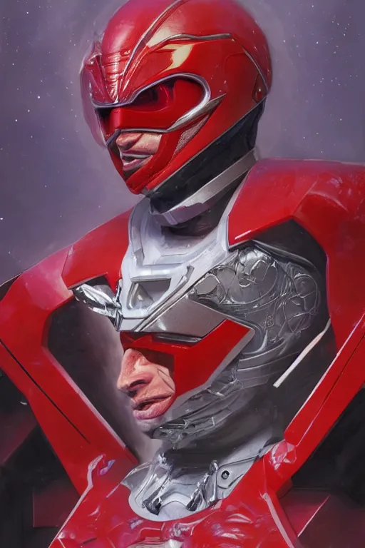 Image similar to portrait of stephen hawking as red ranger from power rangers, intricate, highly detailed, smooth, artstation, digital illustration by Ruan Jia and Mandy Jurgens and Artgerm and Wayne Barlowe and Greg Rutkowski and Zdislav Beksinski