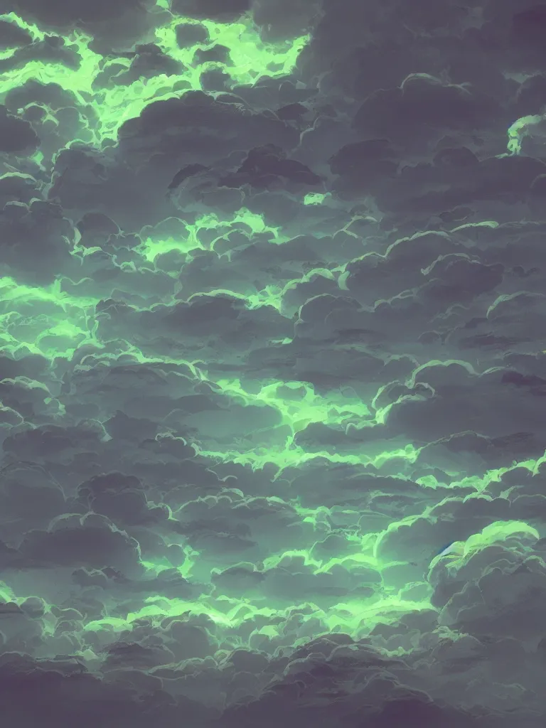 Image similar to neon glow in the dark clouds by disney concept artists, blunt borders, rule of thirds