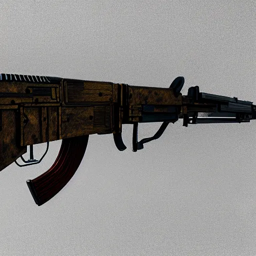 Prompt: an AK-47, intricate detail, 3d render, octane render, god rays, depth of field, trending on artstation, 4k, hd