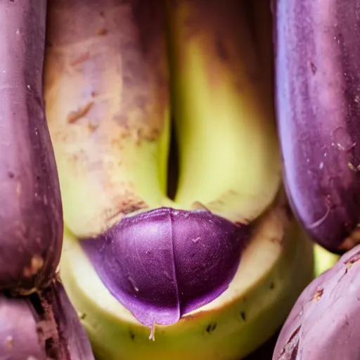 Prompt: purple banana eating chocolate