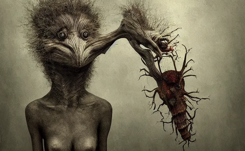 Prompt: a surreal painting a painting of a strange creature, by anton semenov and anja millen