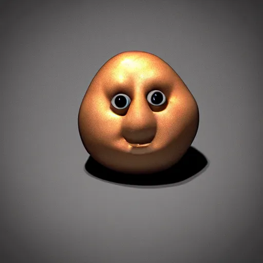 Image similar to 3 d rendered potato with scary face