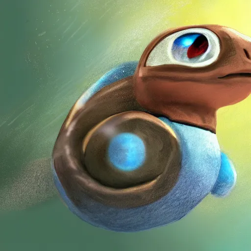 Prompt: Photorealistic long squirtle, Pokemon, waterscape