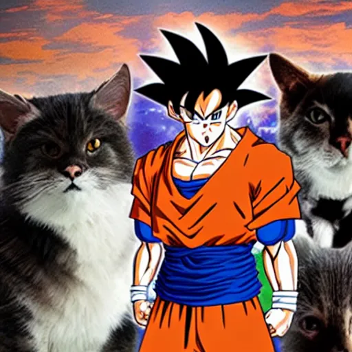 Image similar to goku hanging out with animals