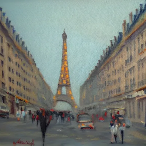 Image similar to old paris streetscape, oil painting, soft focus.