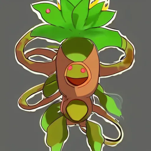 Image similar to mixture between bellsprout and primeape pokemon, hybrid pokemon, vines and apelike