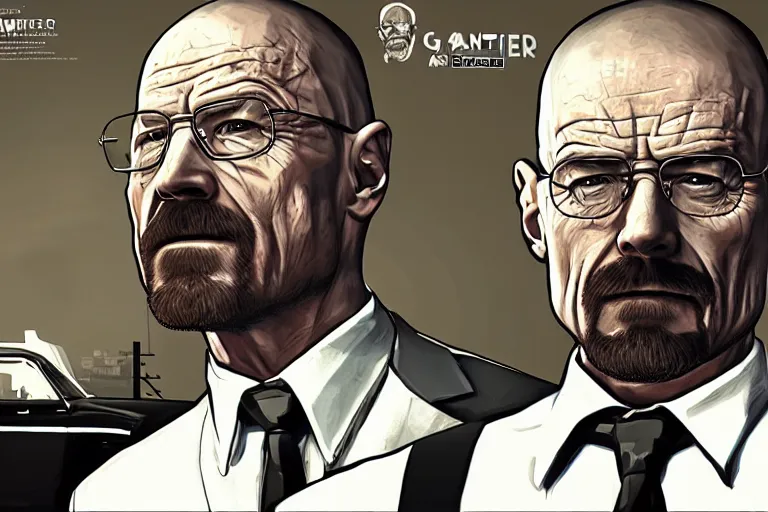 Prompt: walter white gta 5 loading screen art, trending on artstation