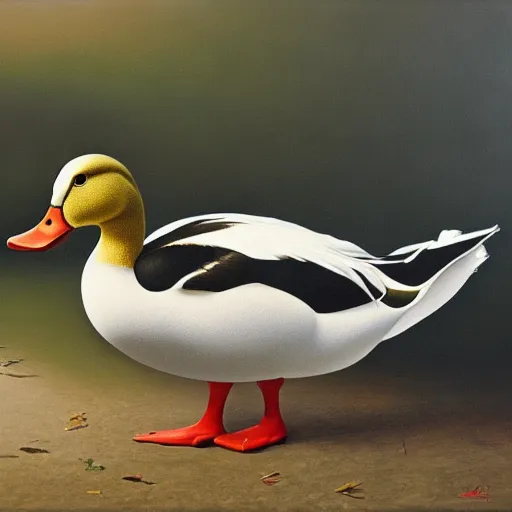 Image similar to a duck on the prowl oil painting antonio donghi