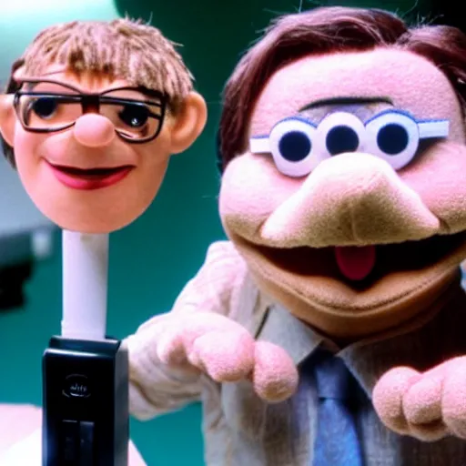 Prompt: Dwight Schrute as a muppet 35mm film