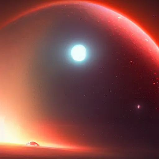 Image similar to a beautiful portrait of a red giant star, volumetric lighting by jean kalin popov and greg rutkowski