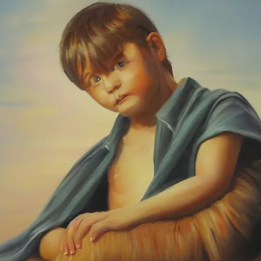 Image similar to oil painting it is time my son