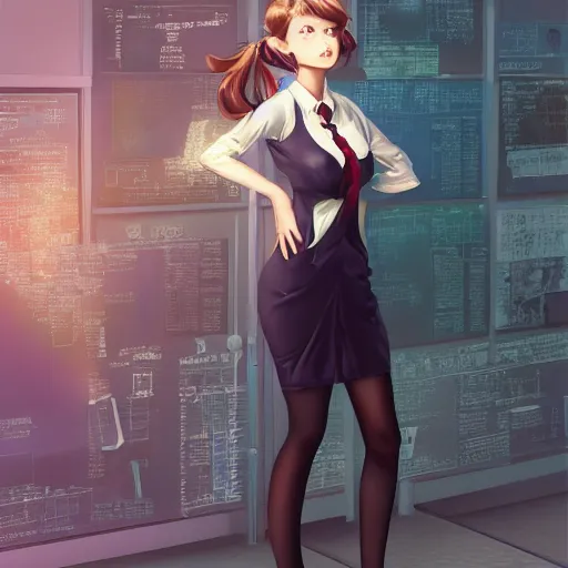 Prompt: a beautiful catgirl wearing formal attire, making a presentation in an office, standing in an office | | cute - fine - face, pretty face, fine details by stanley artgerm lau, wlop, rossdraws, james jean, andrei riabovitchev, marc simonetti, and sakimichan, trending on artstation