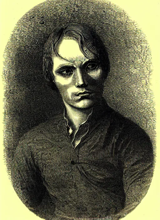 Image similar to illustration of shane madej from the dictionarre infernal, etching by louis le breton, 1 8 6 9, 1 2 0 0 dpi scan, ultrasharp detail, clean scan