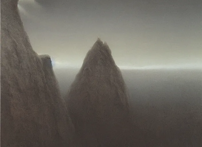 Prompt: A detailed matte painting of a landscape, detailed, immaculate scale, Zdzislaw Beksinski