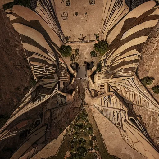 Image similar to an scene of an intricate hyper detailed sphynx in giza, cinematic lighting, bird's - eye view