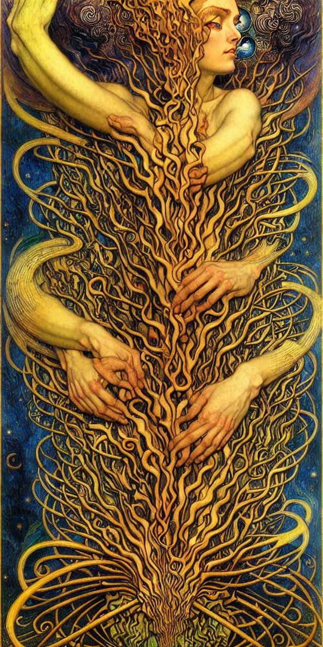 Image similar to Divine Chaos Engine by Karol Bak, Jean Delville, William Blake, Gustav Klimt, and Vincent Van Gogh, symbolist, visionary